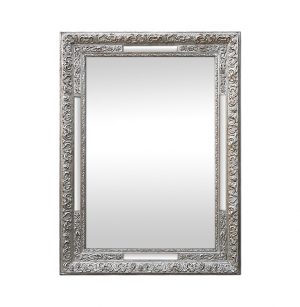 94 x 74 cm Shabby Chic Mirrors French Baroque Wall Mirror With Wide Ornate Frame Antique Silver 