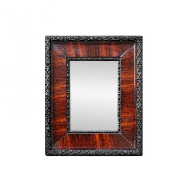 Small Antique French Mirror with Imitation Mahogany Wood