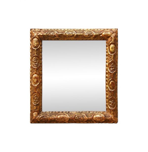 Small Antique Carved Giltwood Mirror, Late 18th Century