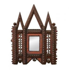 Oriental Inspiration Carved Wood Mirror, circa 1900