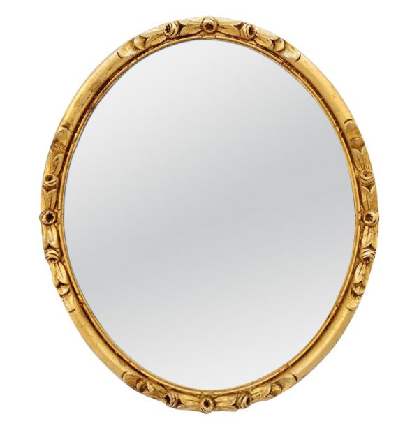 Antique French Giltwood Oval Mirror, circa 1930