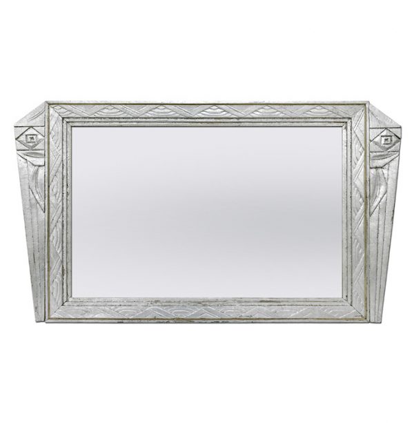 Antique French Mirror Silver Wood Art Deco Style, circa 1930