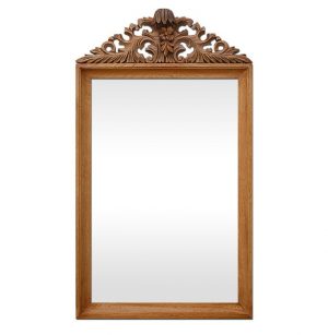 Antique French Mirror with Carved Wood Pediment, circa 1940