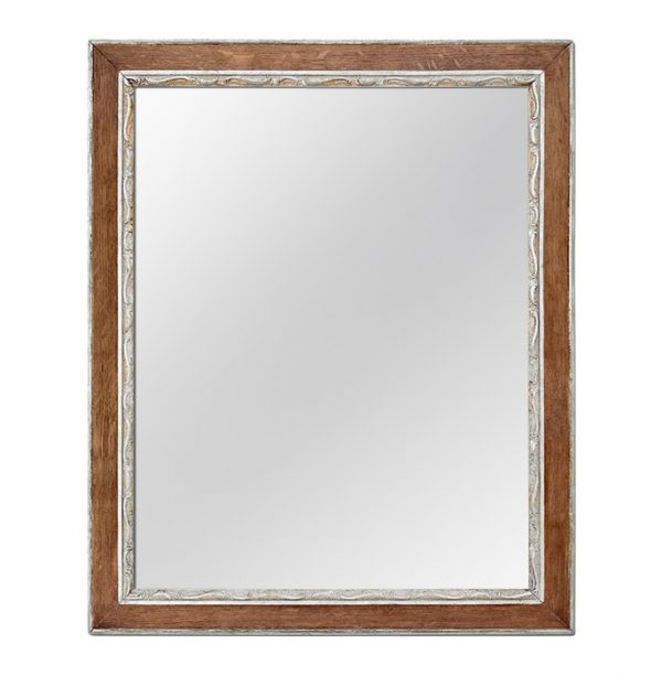 Antique French Oak Wood and Silvered Mirror, circa 1940