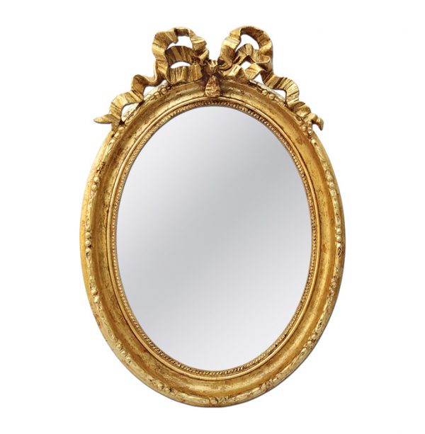 Antique French Oval Giltwood Mirror Louis XVI Style, circa 1890