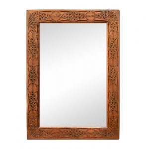Oriental Style Carved Wood Mirror, Early 20th Century