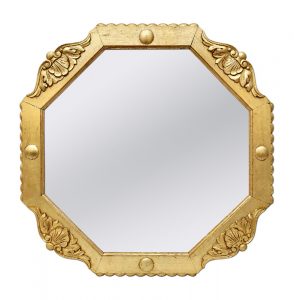 French Antique Octagonal Giltwood Mirror, circa 1940