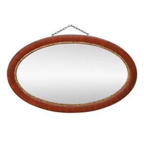 French Antique Oval Mirror, Painted Wood & Gilding, circa 1930