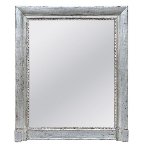 French Antique Silvered Wood Mantel Mirror, 19th Century