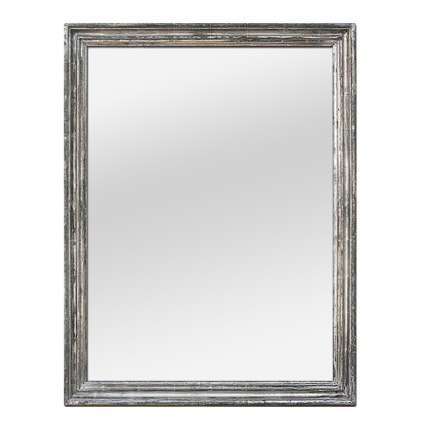 Large Antique French Silverwood Mirror, 19th Century