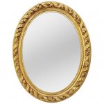 Large Antique Oval French Giltwood Mirror, circa 1880