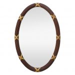Large Antique Oval Mirror, Carved Wood and Gilding, circa 1950