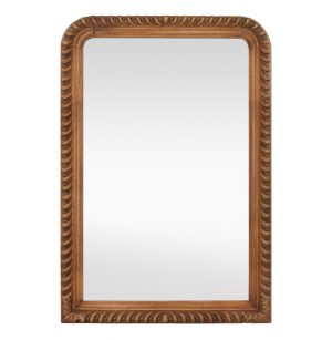 Large French Antique Mirror, Carved Oak Wood, 19th Century