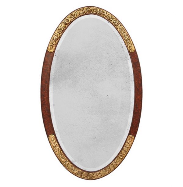 Large French Antique Oval Mirror, circa 1925