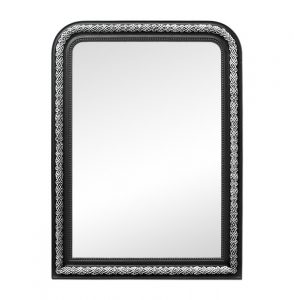 Large Napoleon III Style Fireplace Mirror, Black & Silvered