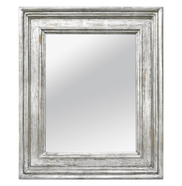 Large French Silver Wood Mirror, Frame Inspiration "Braque" by Atelier RTCD Paris
