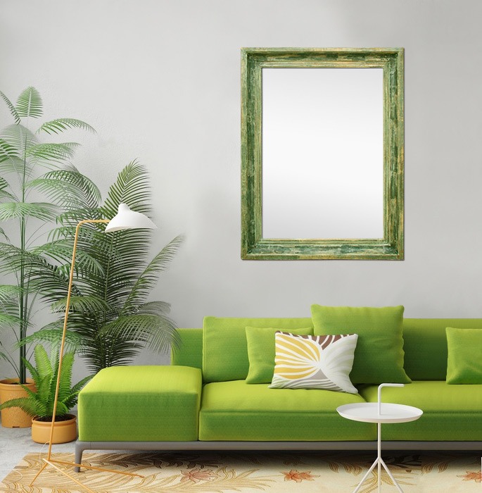 living-room-vintage-green-wall-mirror